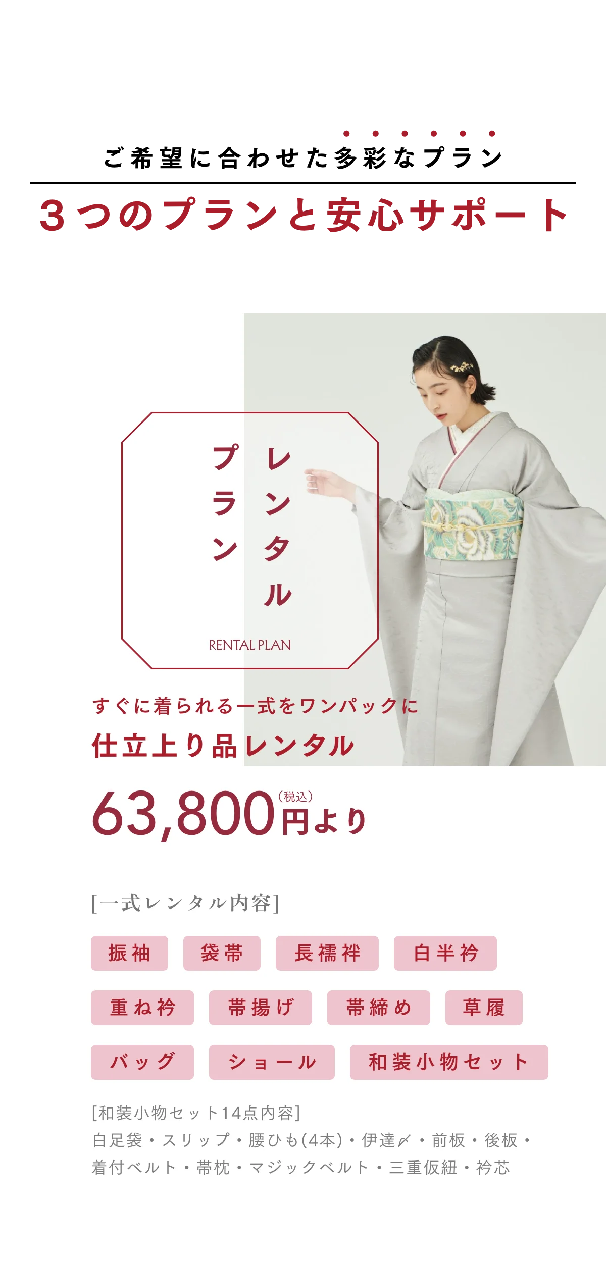 ３つのプランと安心サポート