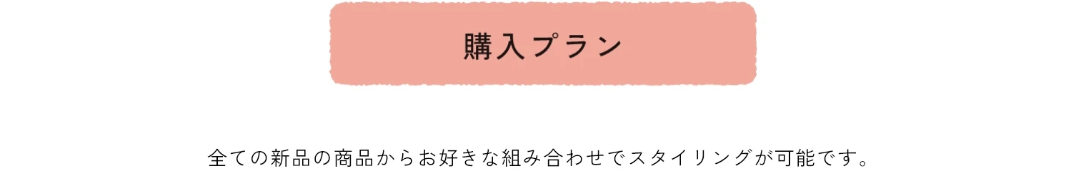 購入プラン　全ての新品の商品からお好きな組み合わせでスタイリングが可能です。