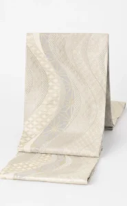 C3092100097014　袋帯／吉祥波／銀