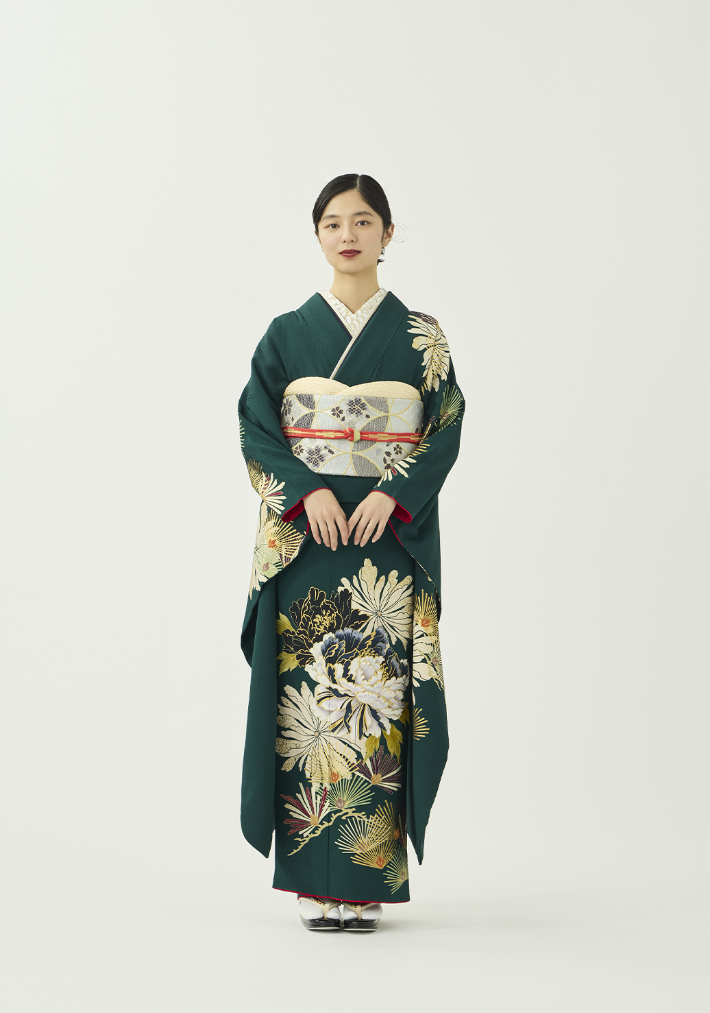 振袖／若松牡丹／常盤色 | 振袖レンタル·購入や成人式の着付けは