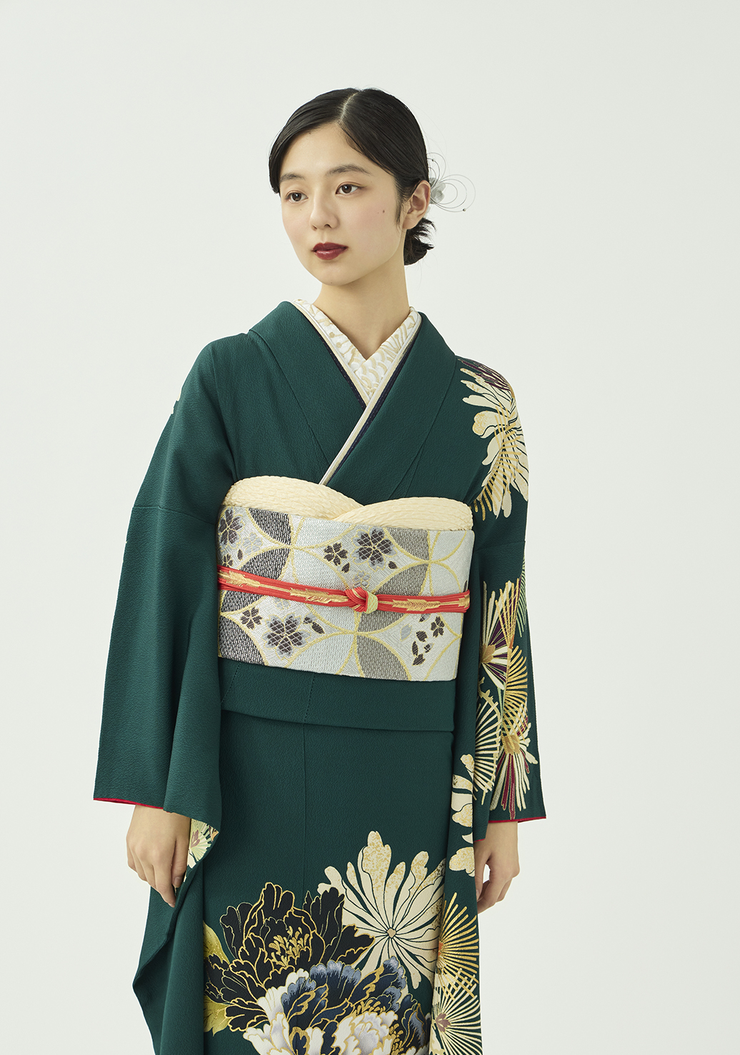 振袖２４ 振袖／若松牡丹／常盤色 | 振袖レンタル·購入や成人式の着付けは