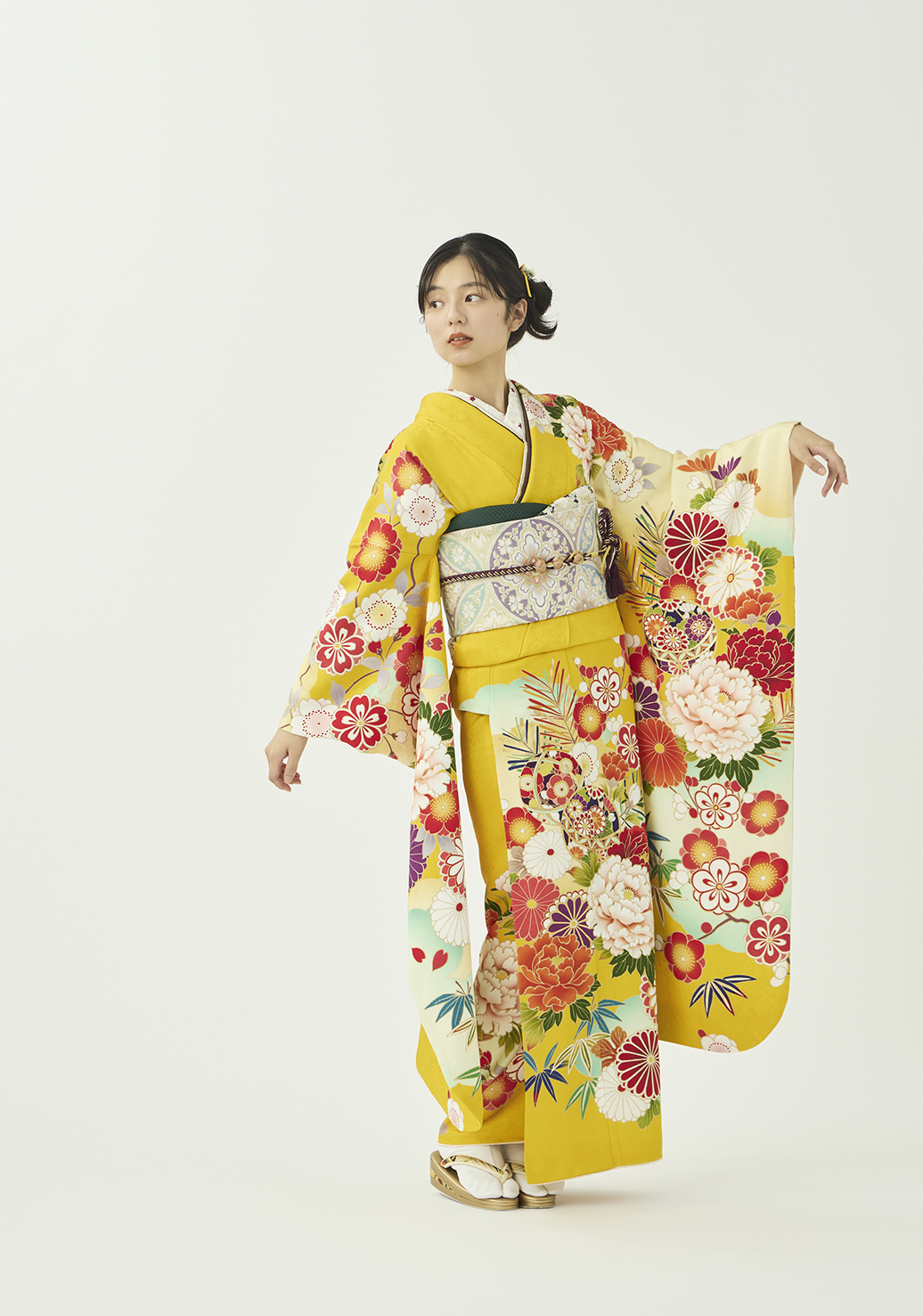 4点まとめ依頼&ビーズバッグ【正絹 和装小物 着物 振袖 留袖 和装 訪問着】 振袖／空に咲く華／黄 | 振袖レンタル·購入や成人式の着付けは「きもの