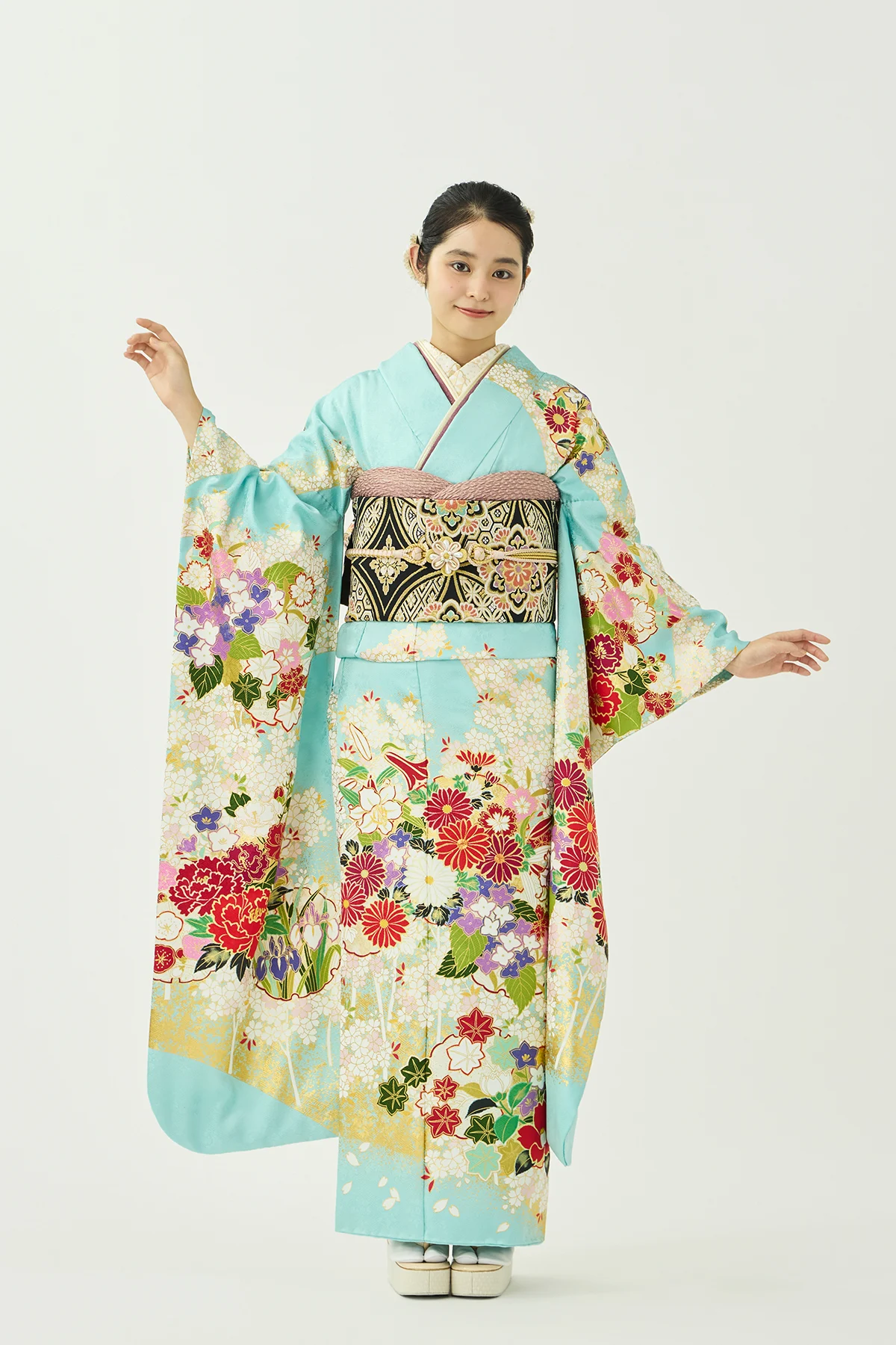 No：C1170100164011 振袖／桜華爛漫／水色