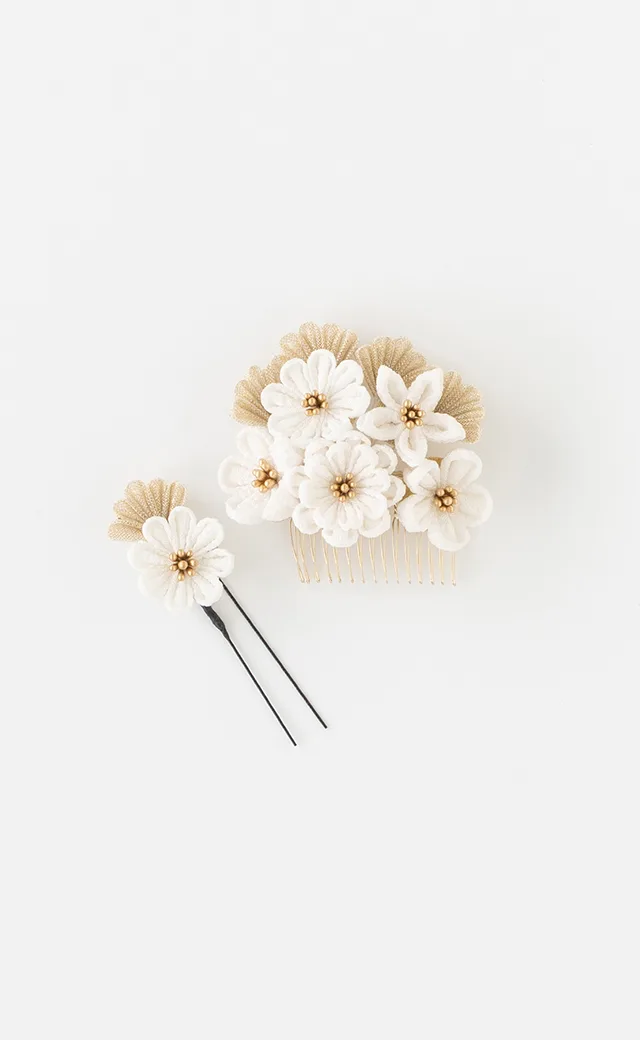 No：C7110100509010 髪飾り／小菊のゆめ／純白
