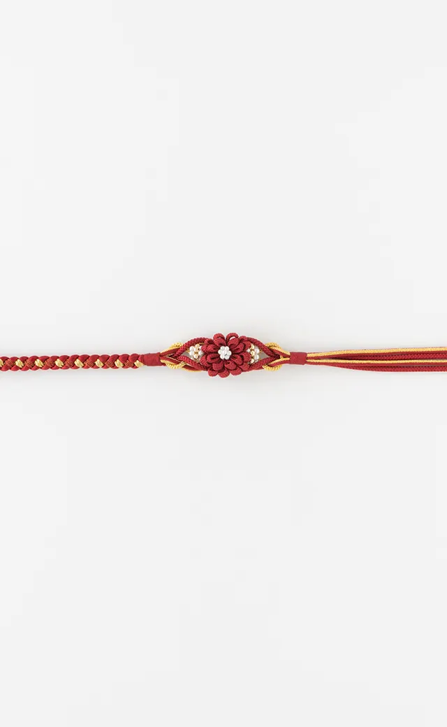 No：C7121101531010 帯締め／菊パール帯〆／赤