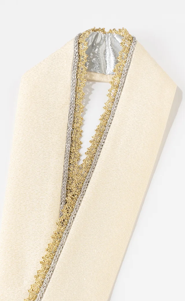 No：C7131100611010 重ね衿／きらめきレース／ミルク