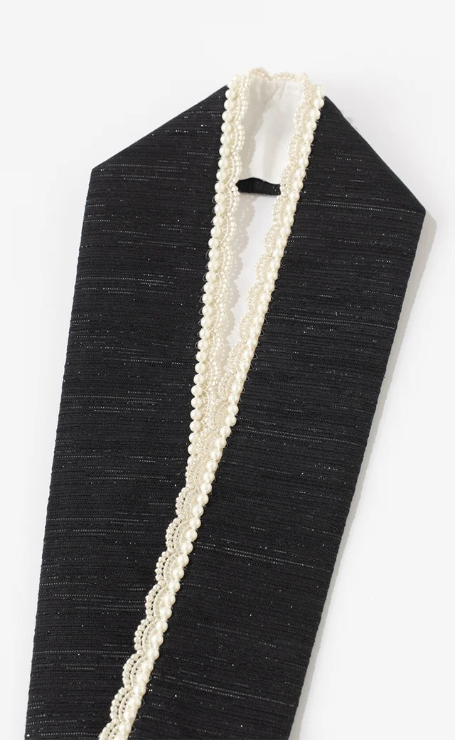 No：C7131100614010 重ね衿／おめかしパール／ブラック