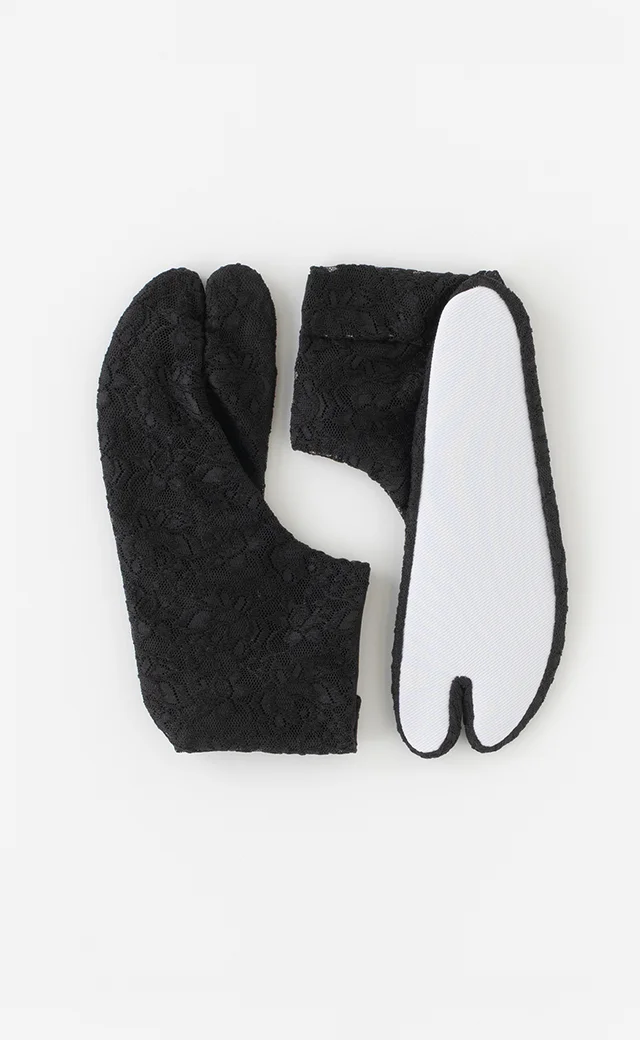 No：C7179100477010 足袋／おめかし足袋／フラワーレース／黒